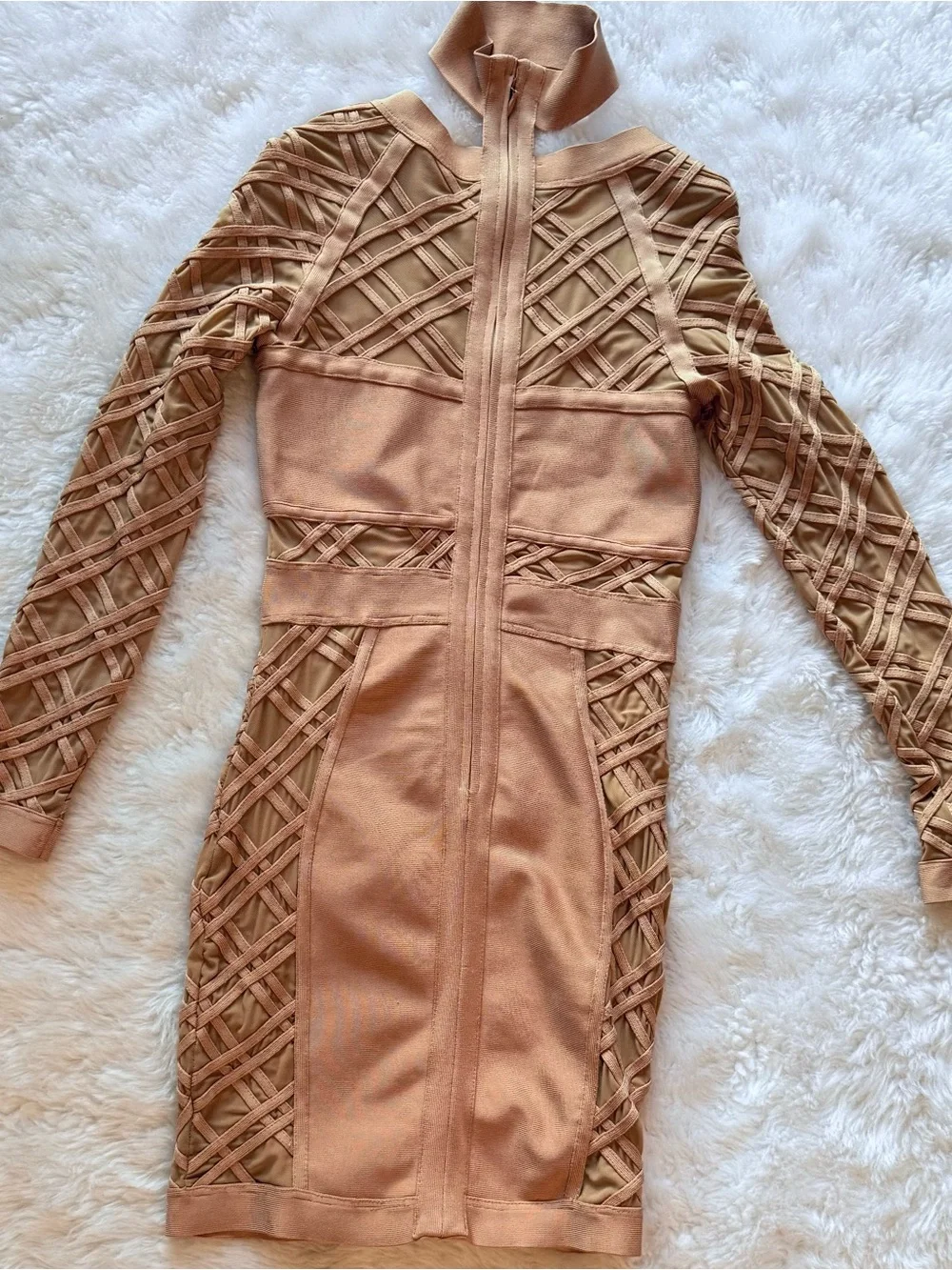 House of CB pink tan bodycon geometric bandage mini dress - Picture 8 of 8